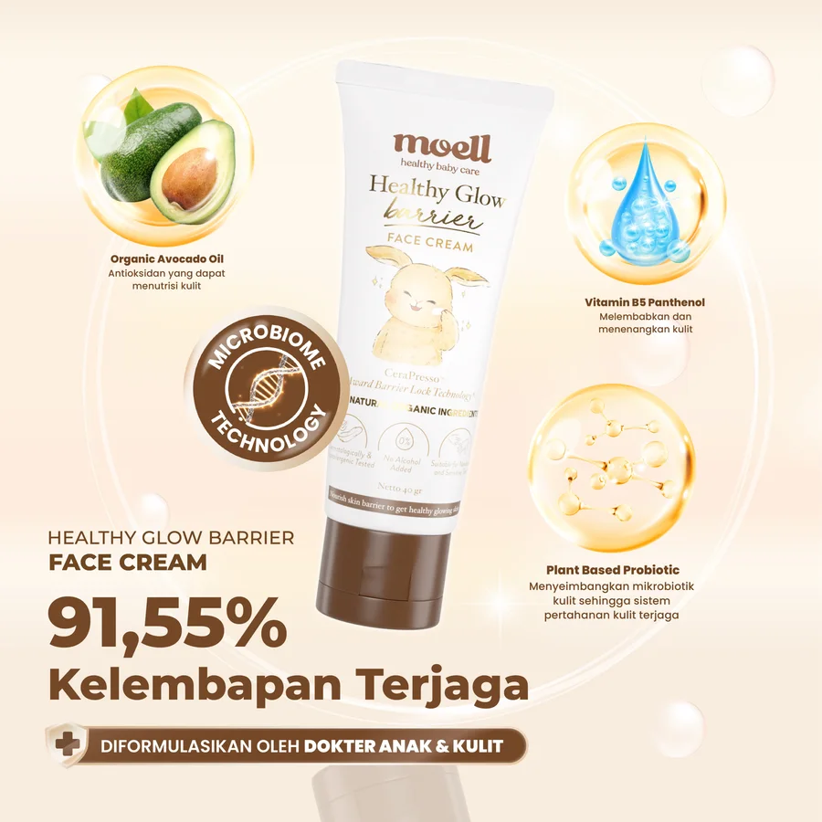 Moell Face Cream Healthy Glow Barrier — 91,55% Kelembapan Terjaga