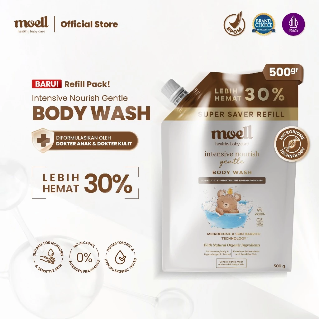 Moell Gentle Sabun Mandi Bayi Anak Kemasan Refill 500gr