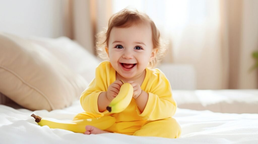 Close Up Baby With Bananas